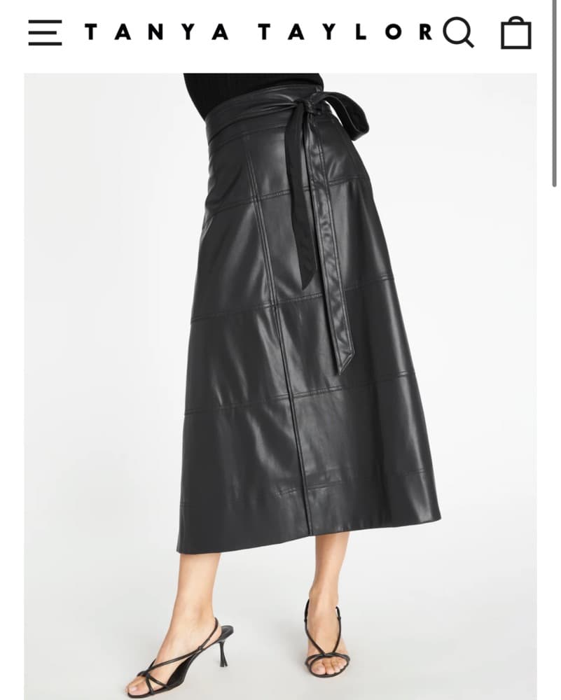 Sleek Leather Tanya Taylor Midi Skirt - Image 1