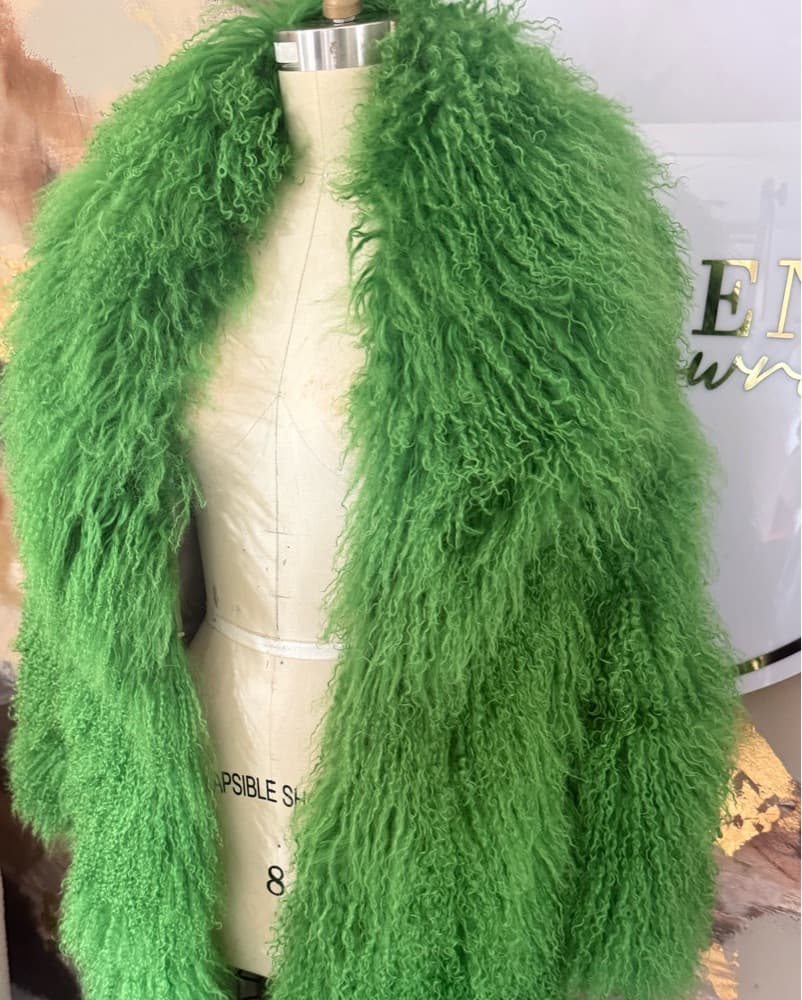 Vibrant Green Mongolian Coat - Image 3