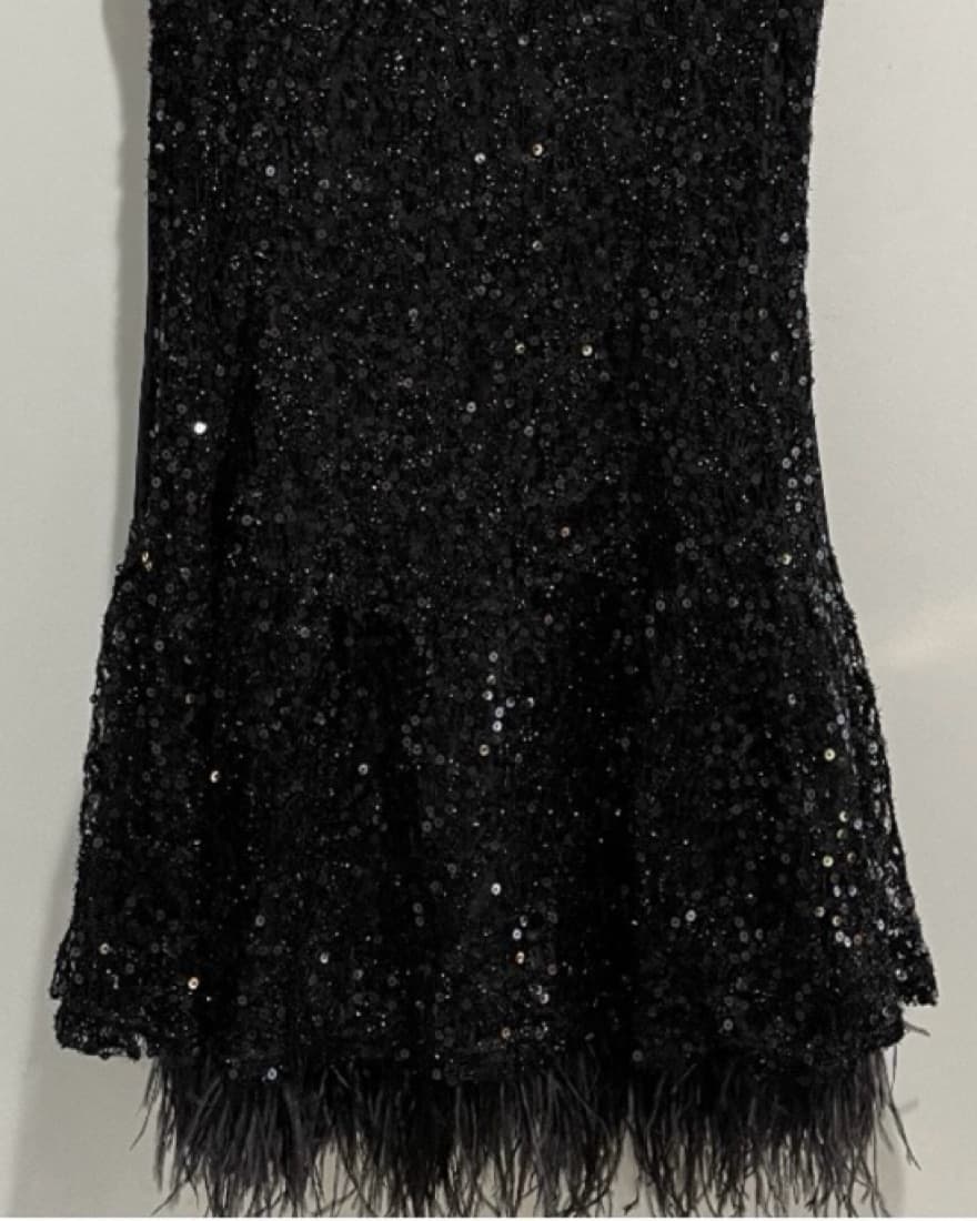 Vintage Sequin Feather Trim LBD - Image 2