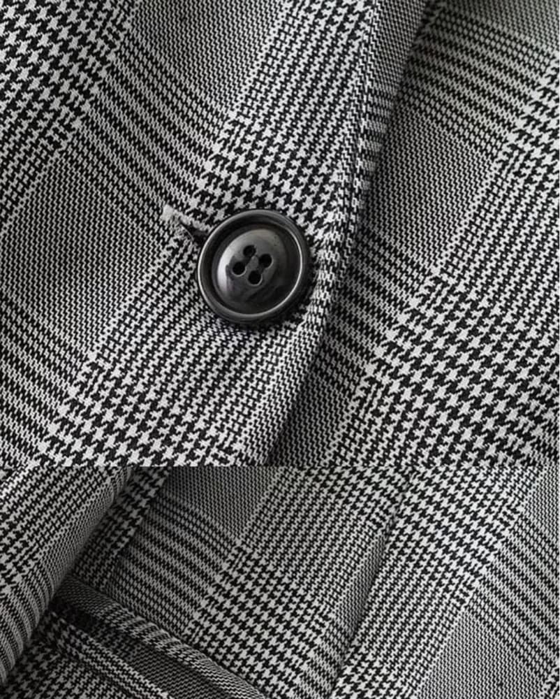 Black And White Plaid Blazer Jacket - Image 4