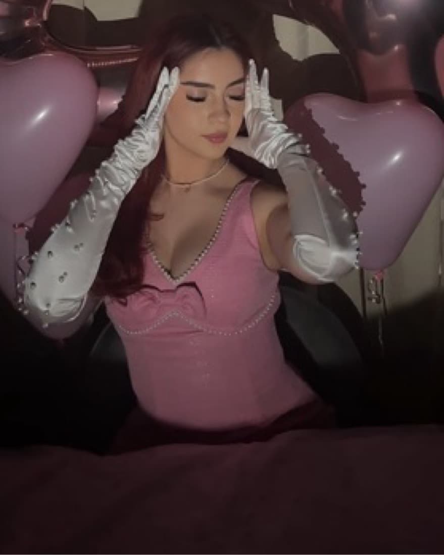 Pink Pearl Dress With Bow  - Image 3