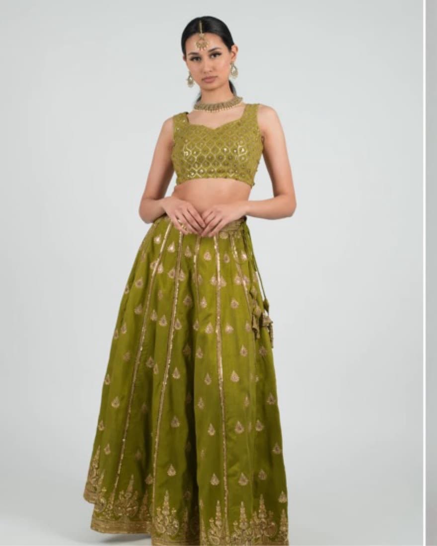 Olive Lehenga Indian Wedding - Image 1