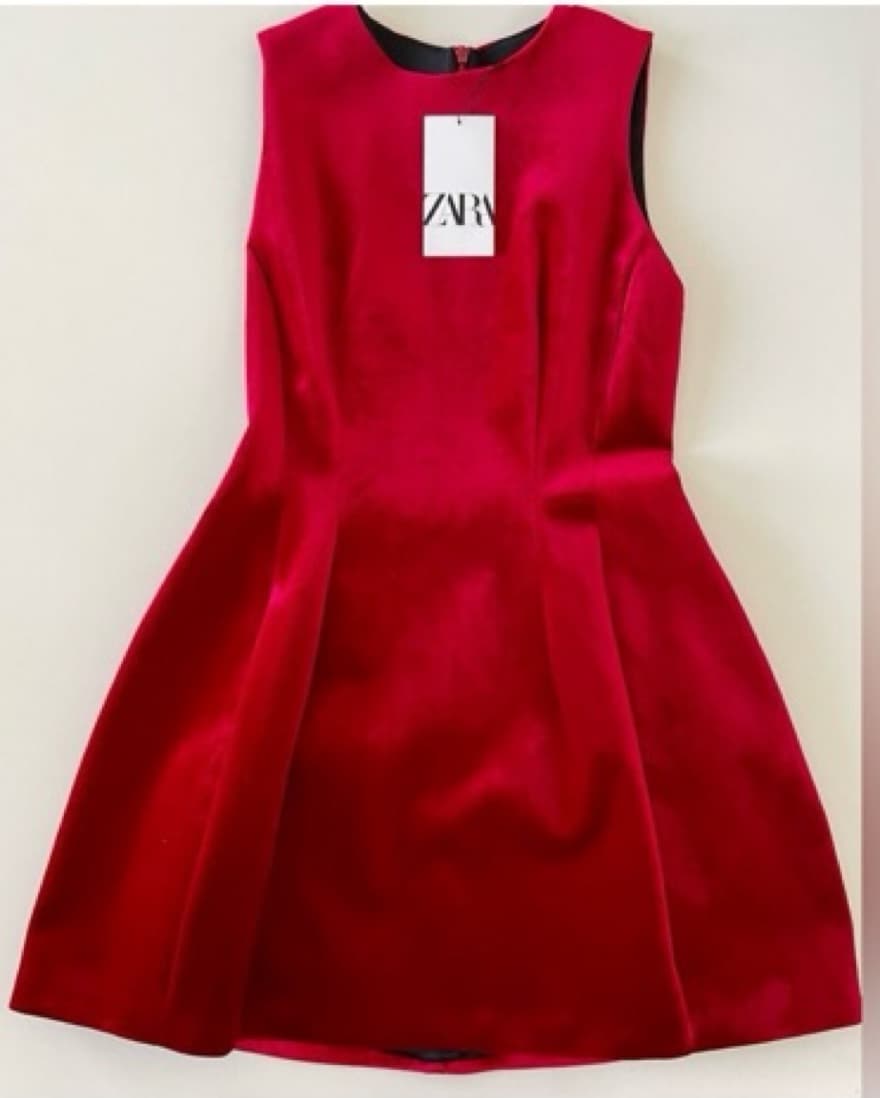Zara red velvet voluminous mini dress - Image 2