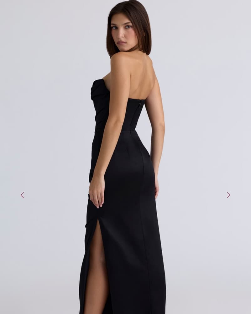 House of CB Black Satin Strapless Corset Maxi Dress - Image 5