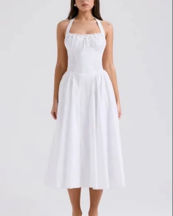 House Of Cb White Halter Midi Dress - Image 2