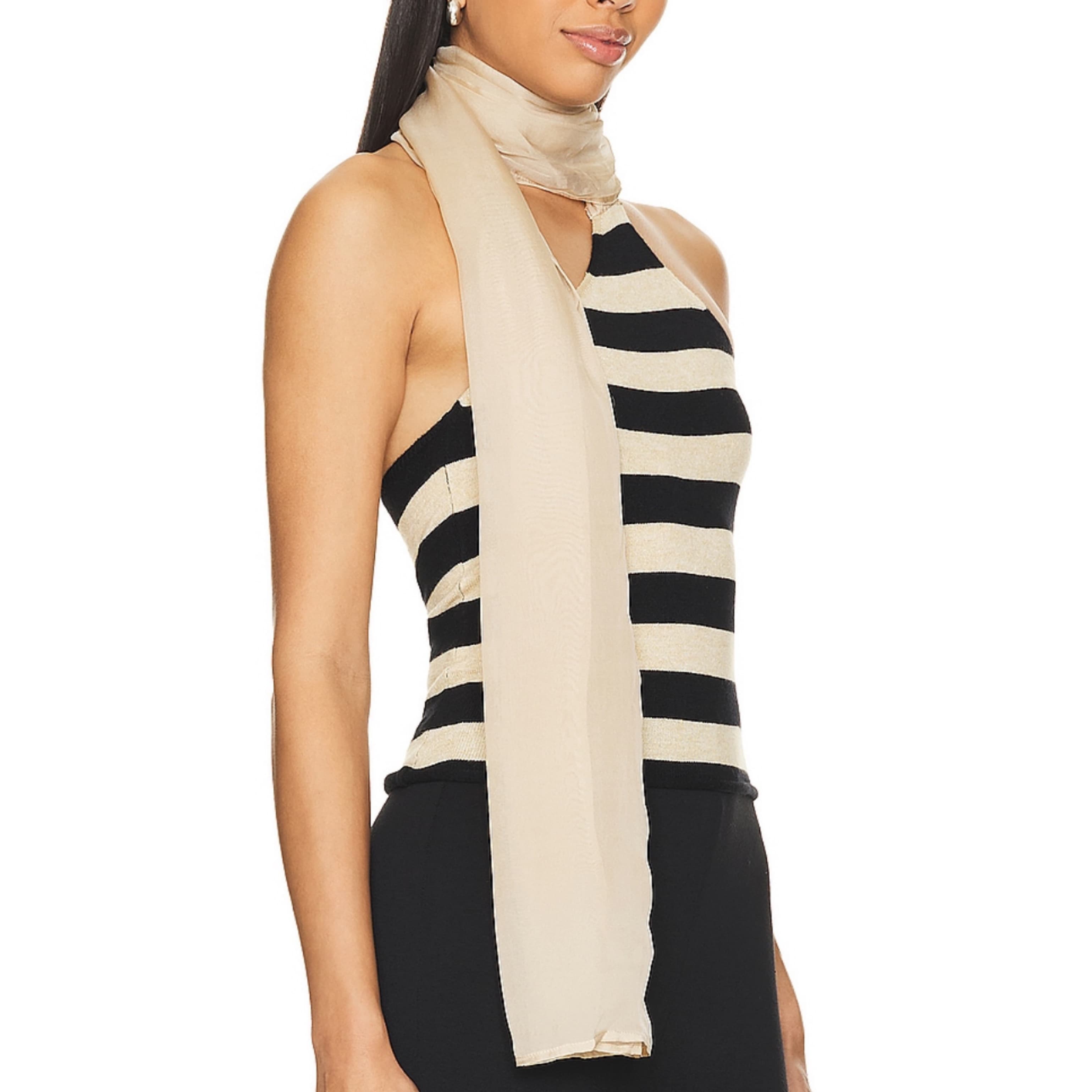 Cream & Black Neck Tie Top - Image 3