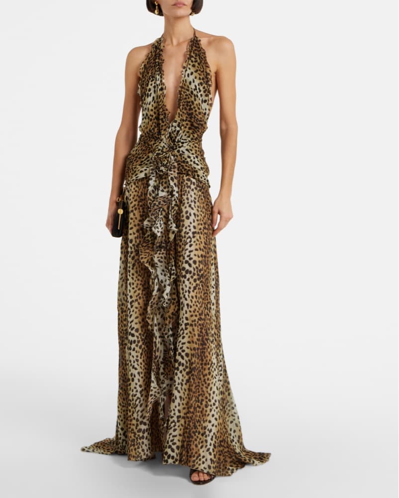 Blumarine Georgette Rose Dress (cheetah) - Image 1