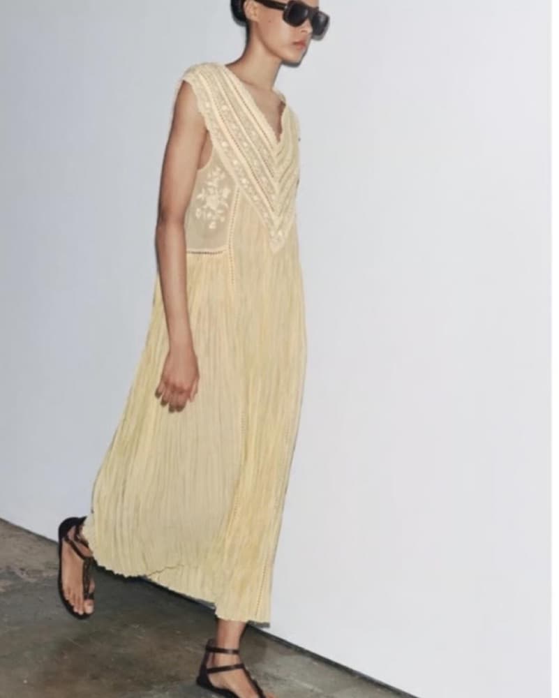 Zara ZW Yellow Lace Maxi Dress  - Image 2