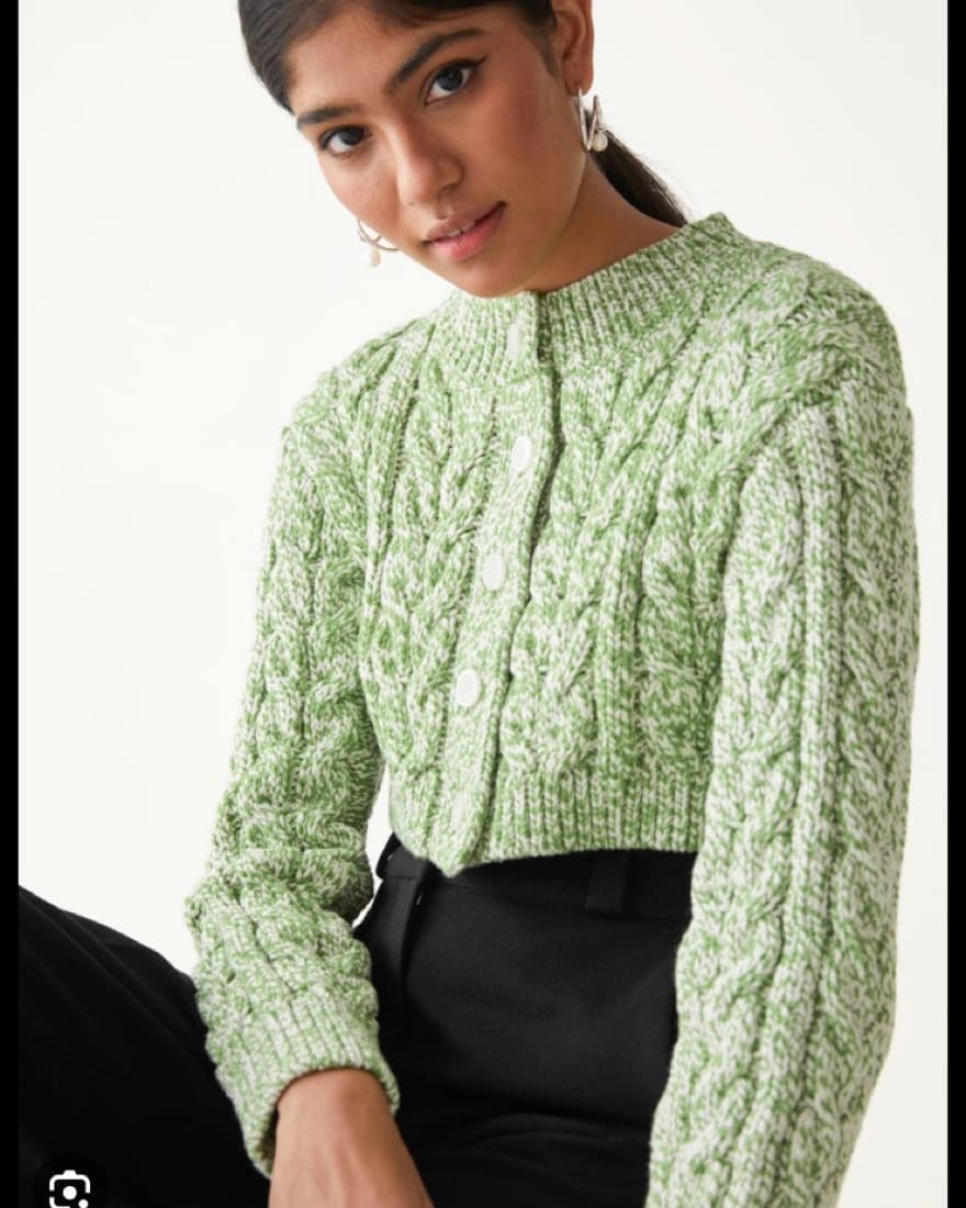 & Other Stories Green Cable Knit Cardi - Image 1
