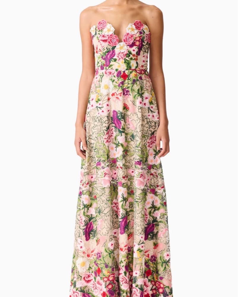 Flora Strapless Gown in Floral  - Image 1