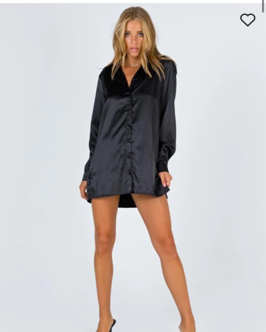 Satin Shirt Mini Dress - Image 1