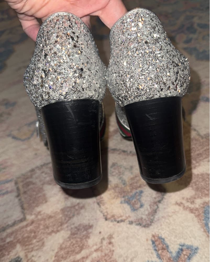 Gucci Silver Glitter Argento Heels - Image 6