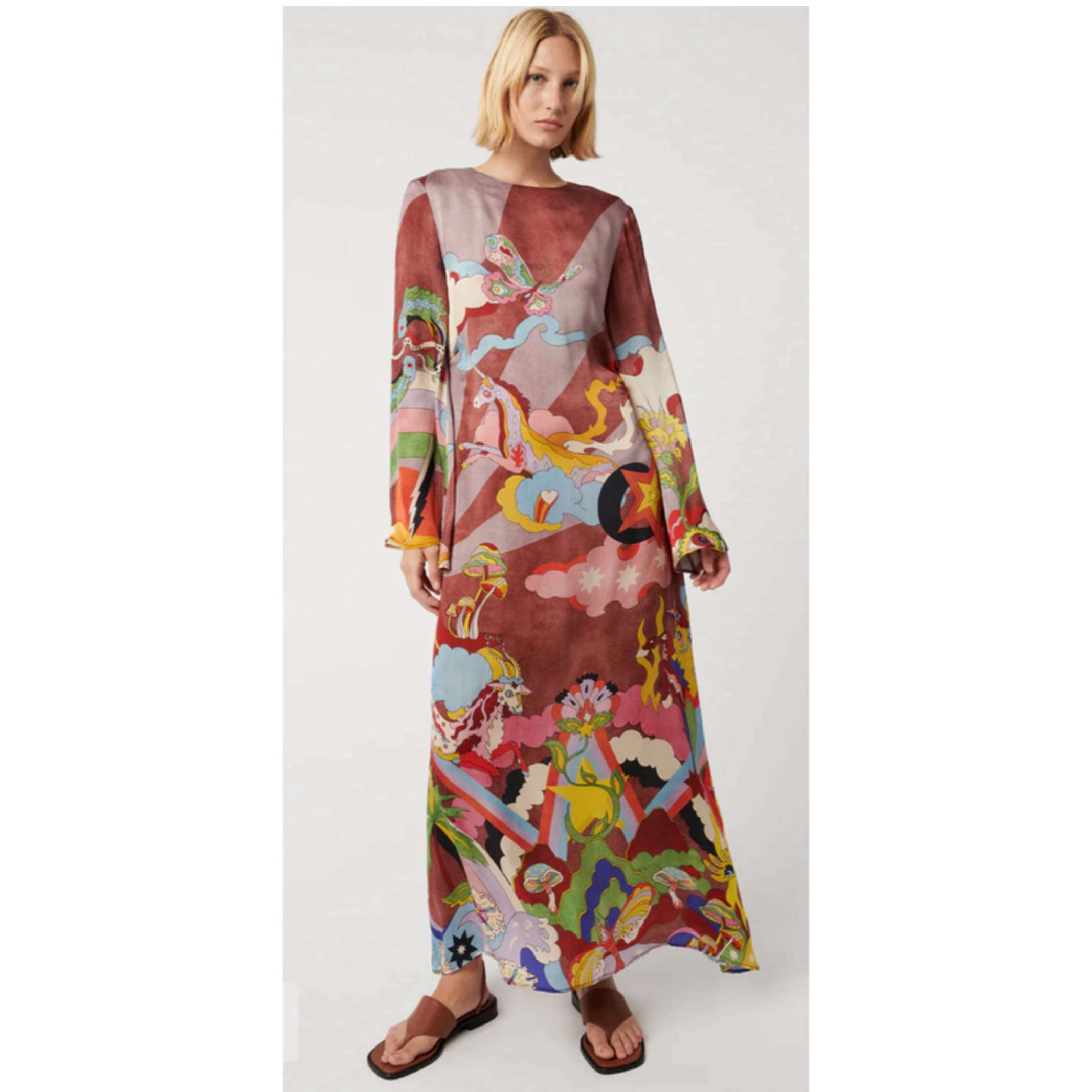 Trippy Silk Long Sleeve Maxi Dress - Image 5