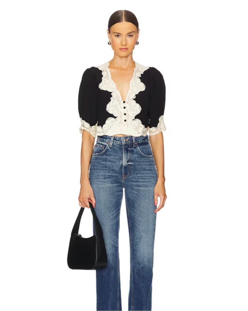 RIXO Yasmin Top In Black - Image 1