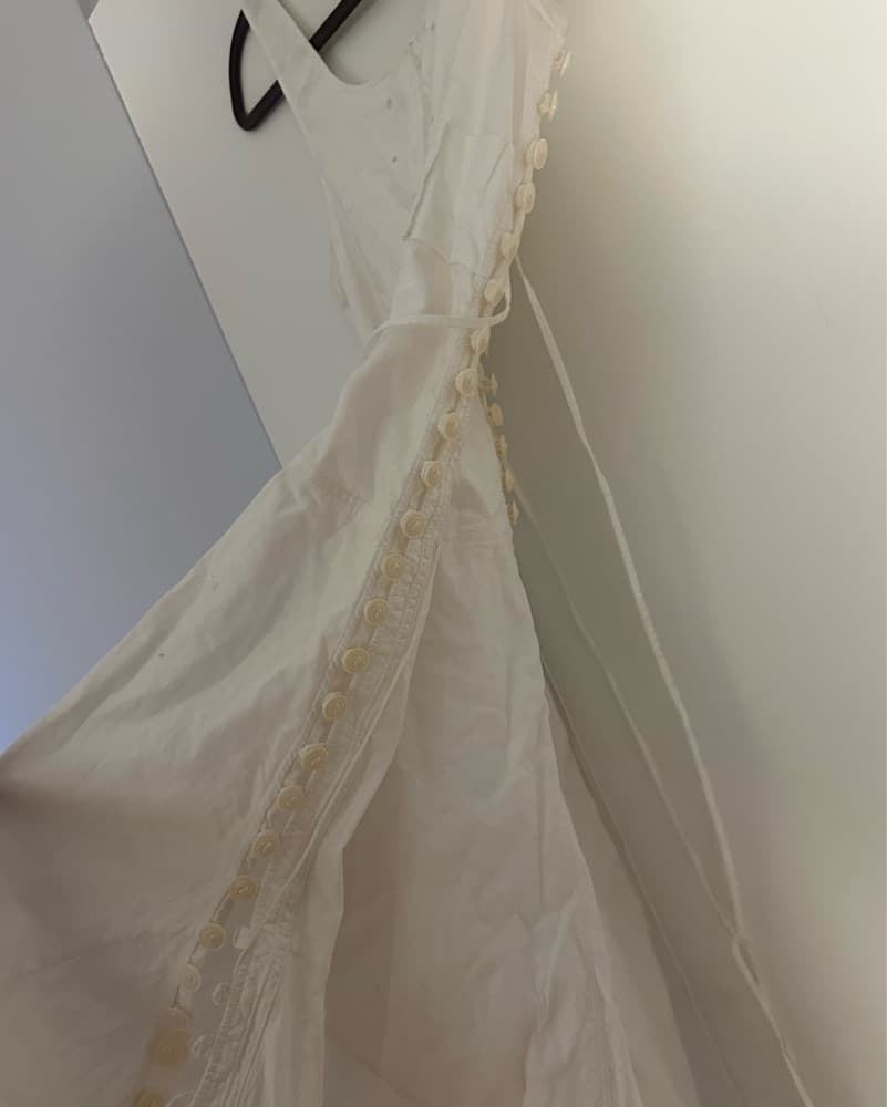 Chloe Voile Button Detail White Dress - Image 3