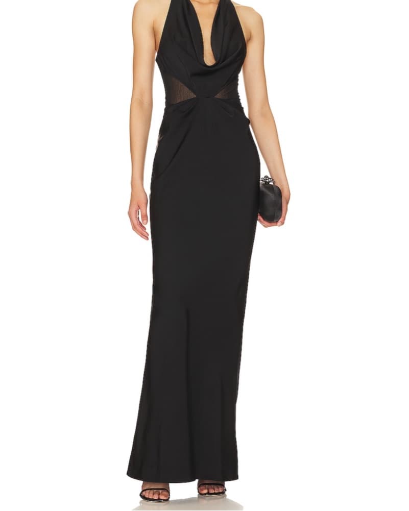 Chic Black Halter Neck Gown - Image 3