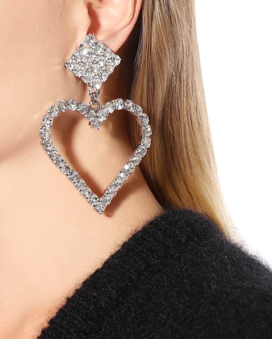 Alessandra Rich Crystal Heart Earrings - Image 1
