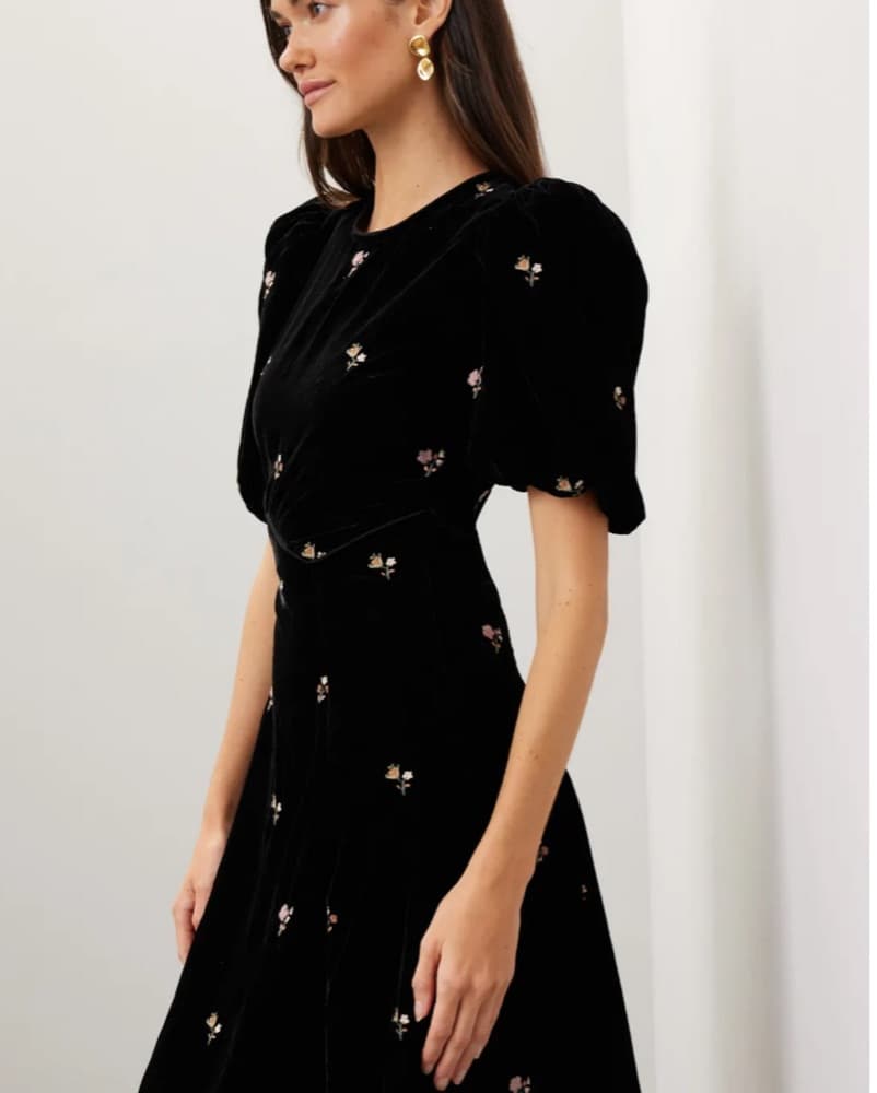 Sea Velvet Floral Midi Dress - Image 2