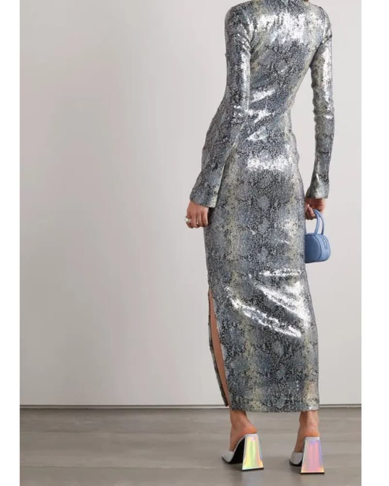 Stunning Metallic Sequin Maxi Dress - Image 3