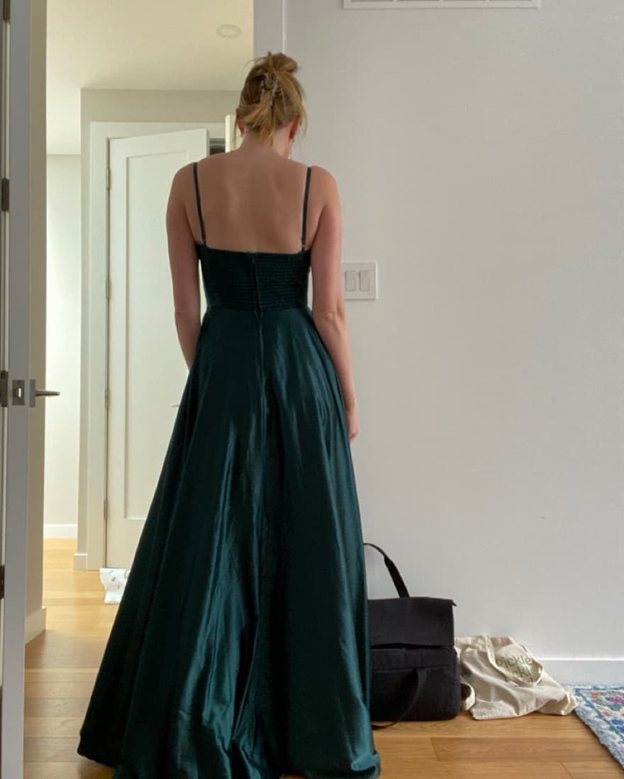 Green Evening Gown With Bustier Top - Image 2