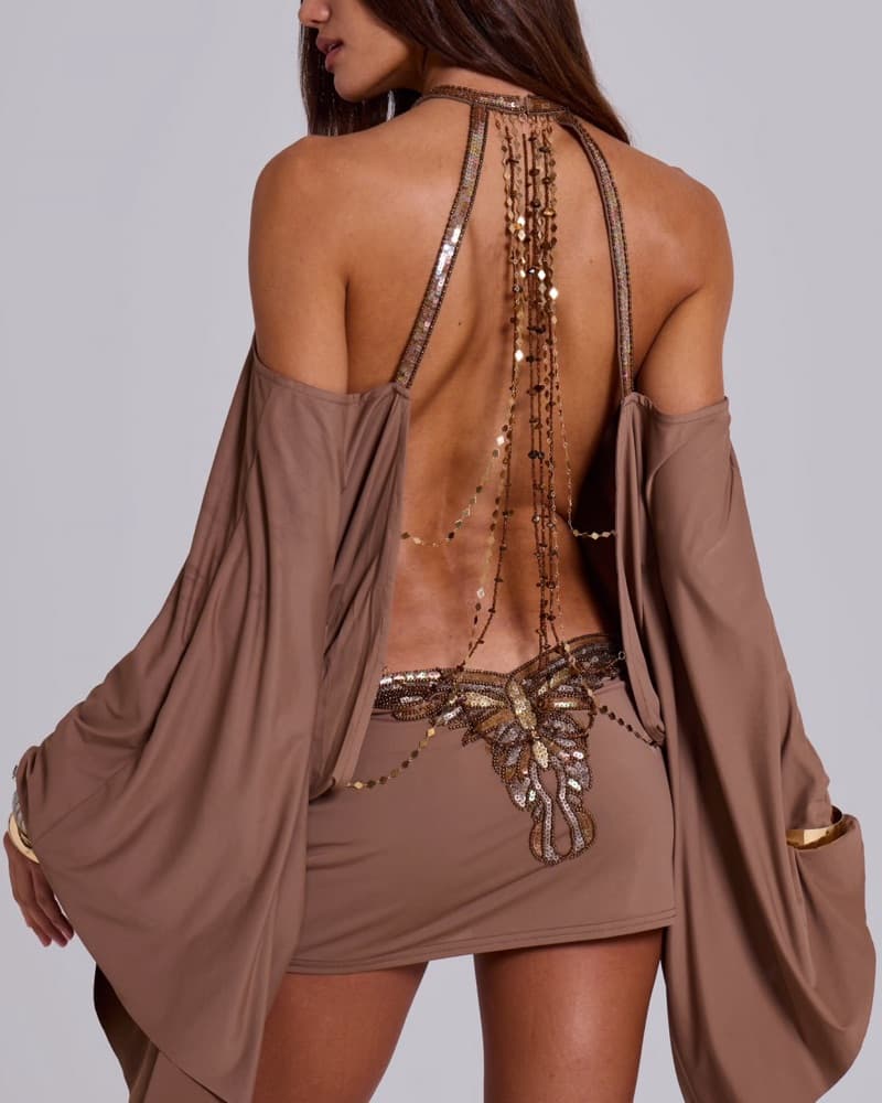 Alula Embellished Butterfly Mini Dress - Image 4