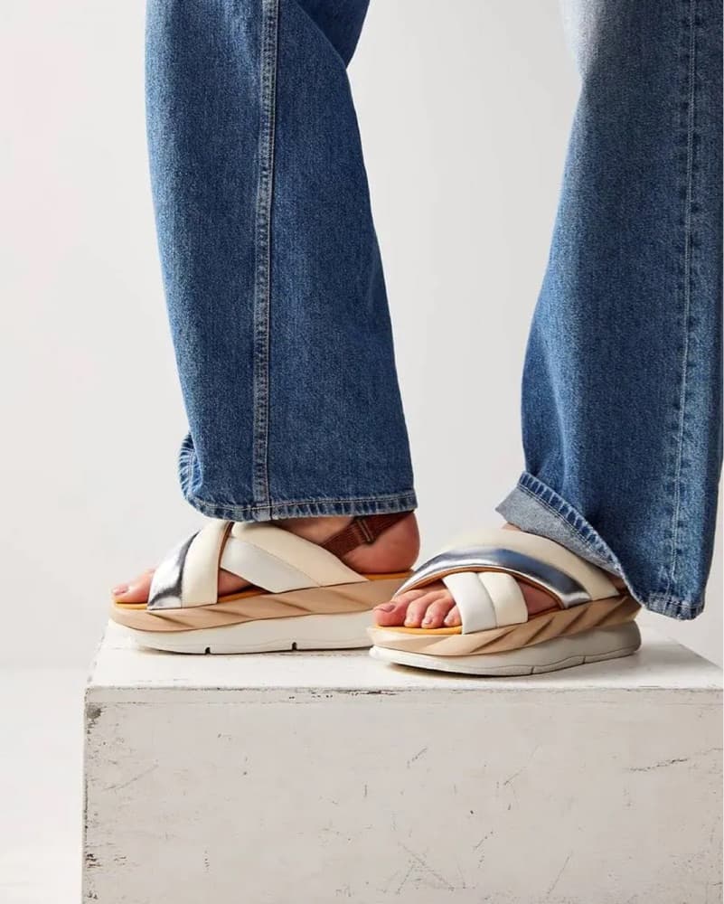 Chic Navy and Tan Sandals - Image 2