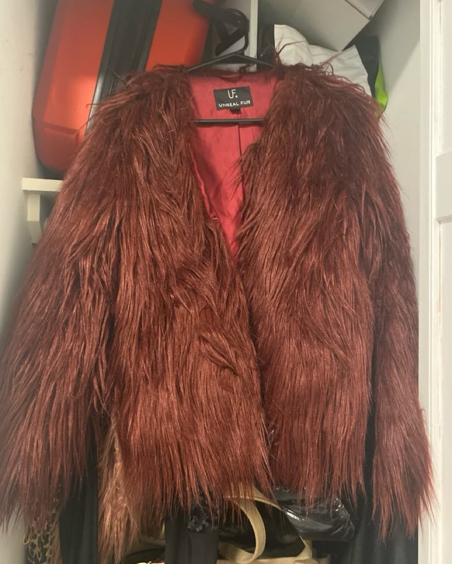 maroon/burgundy Fur Coat - Image 1