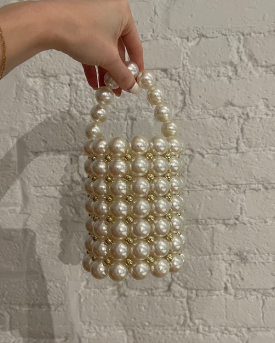 White & Gold Pearl Bag  - Image 1