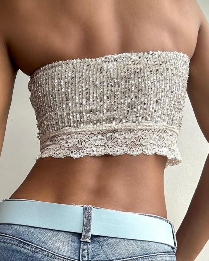 Sparkling Sequin Bandeau Top - Image 2