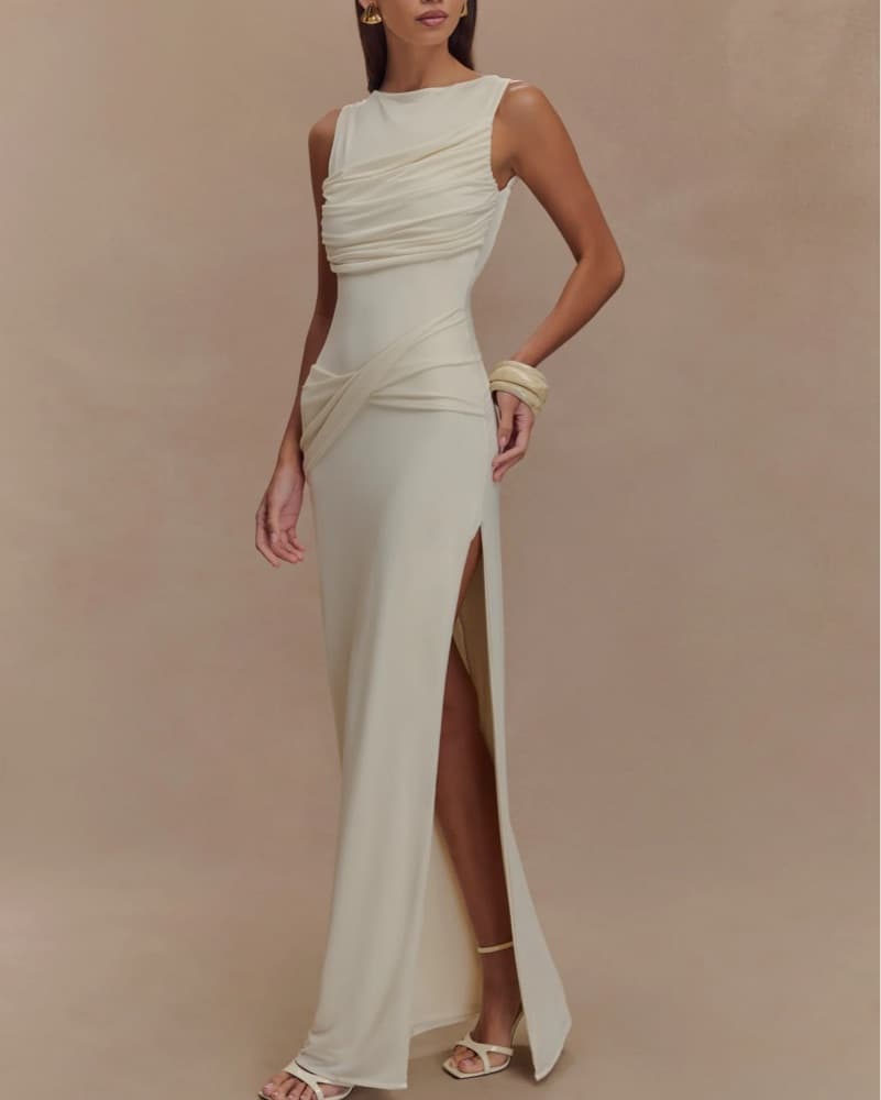 Elegant Draped Maxi Dress - Image 1