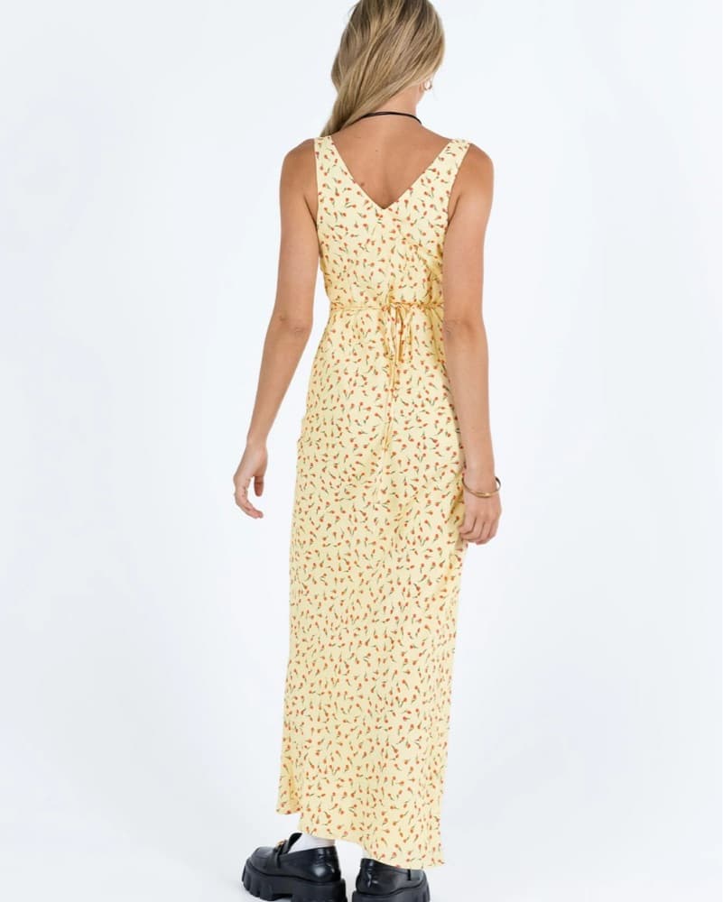 Yellow V-Neck Maxi Dress  - Image 5