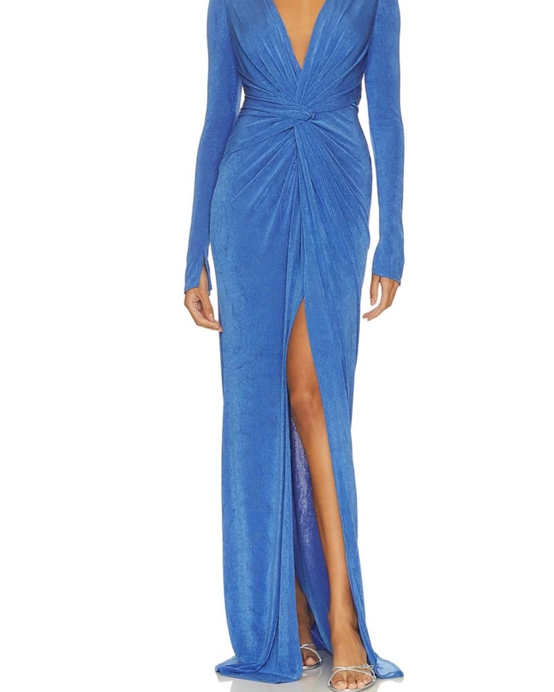 Revolve Blue Velvet  Dress - Image 1