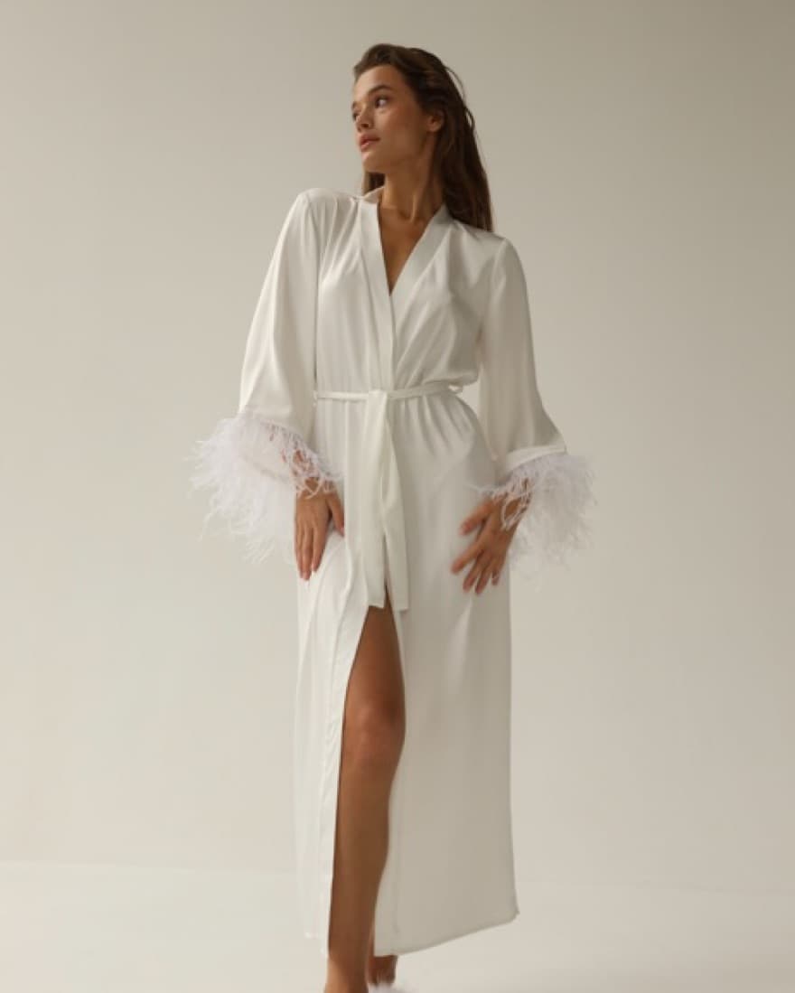 MIA - WHITE LONG BRIDAL ROBE  - Image 2