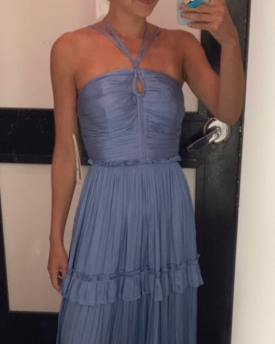 Aqua Periwinkle Blue Satin Formal Dresst - Image 2