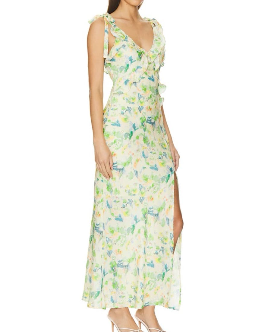 ASTR Sorbae Dress in Yellow Green Floral - Image 2