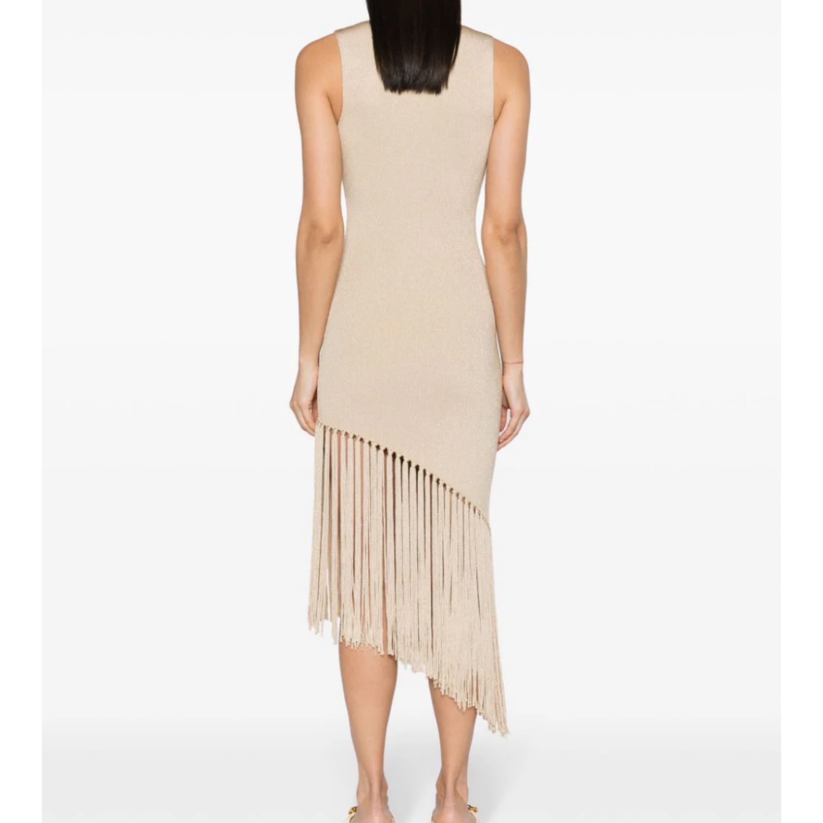 Sandro Asymmetrical Fringed Midi Dress - Image 3