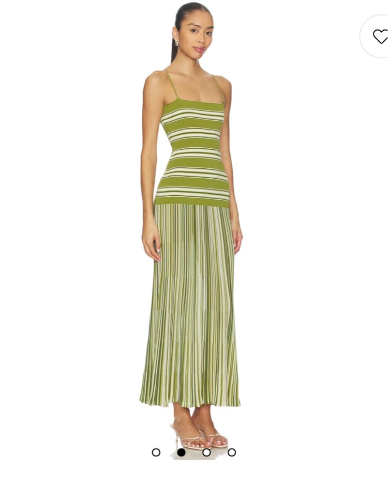 Faithfull The Brand Green Striped Dress - Image 2