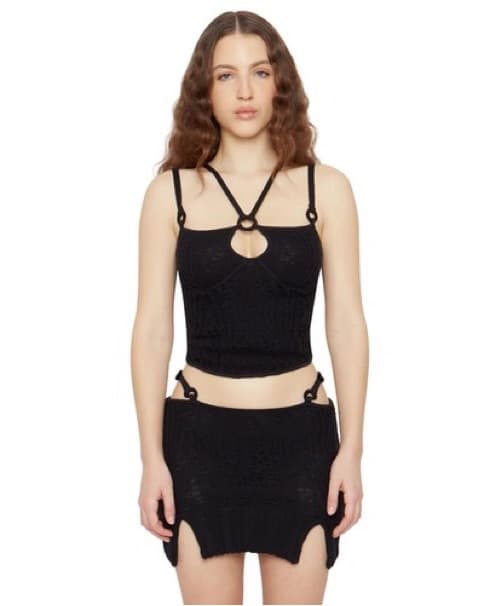 Danielle Guizio Black Crotchet Top - Image 1