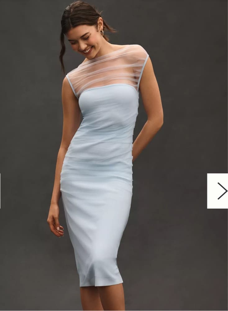 En Elly Mesh Slim Midi Dress - Image 1