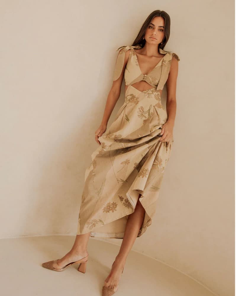 Maivie Floral Maxi Dress with Tie Straps - Image 1