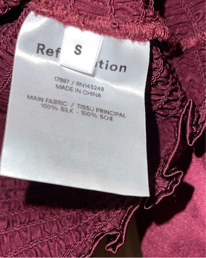 Reformation Plum Smocked Silk Top - Image 3