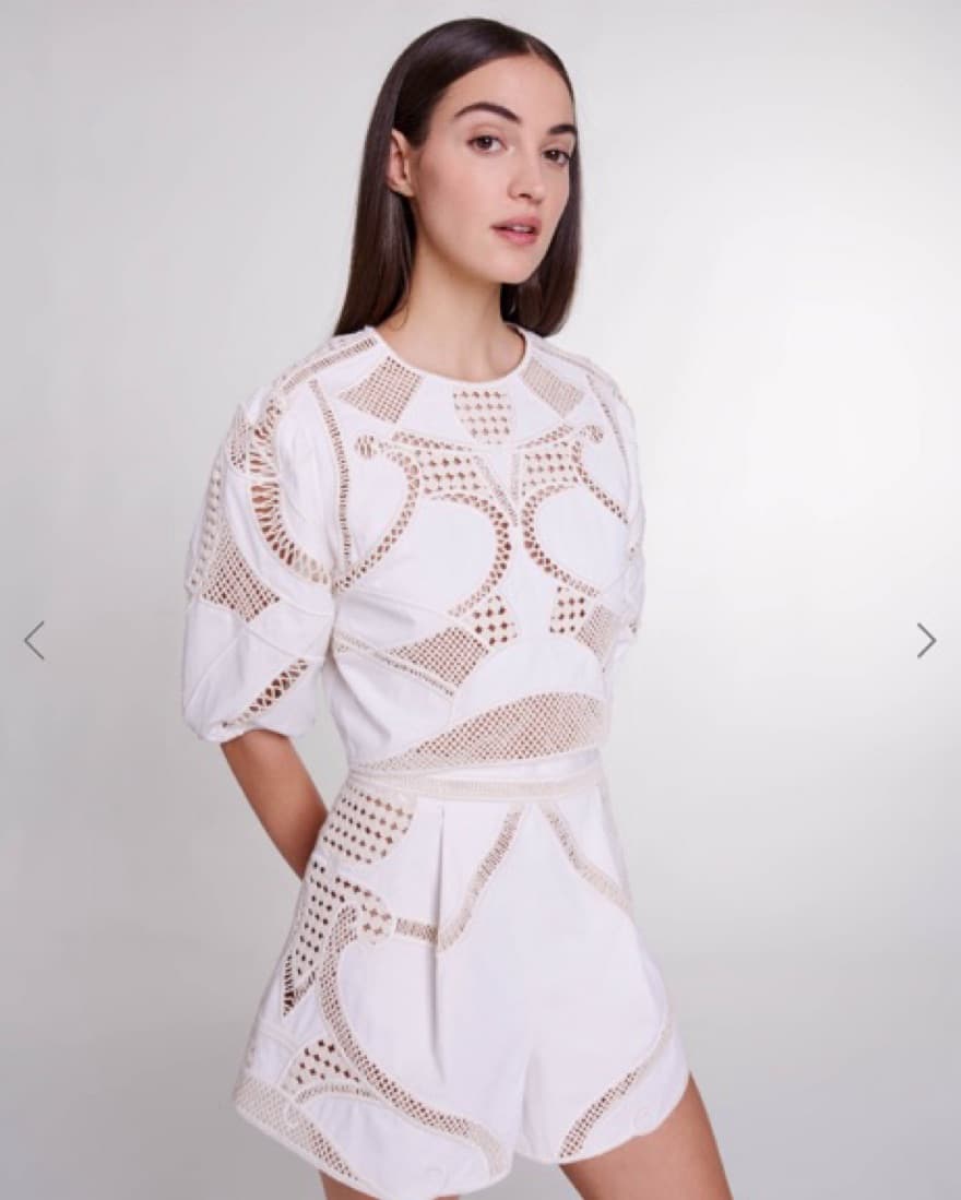 Maje Openwork Crop Top And Short Set - Image 1