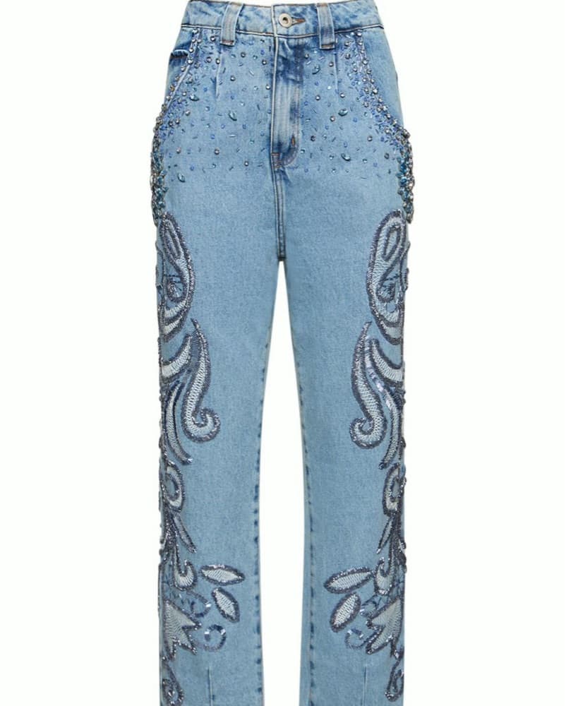 PatBO Hand-Beaded Straight Leg Jean  - Image 1