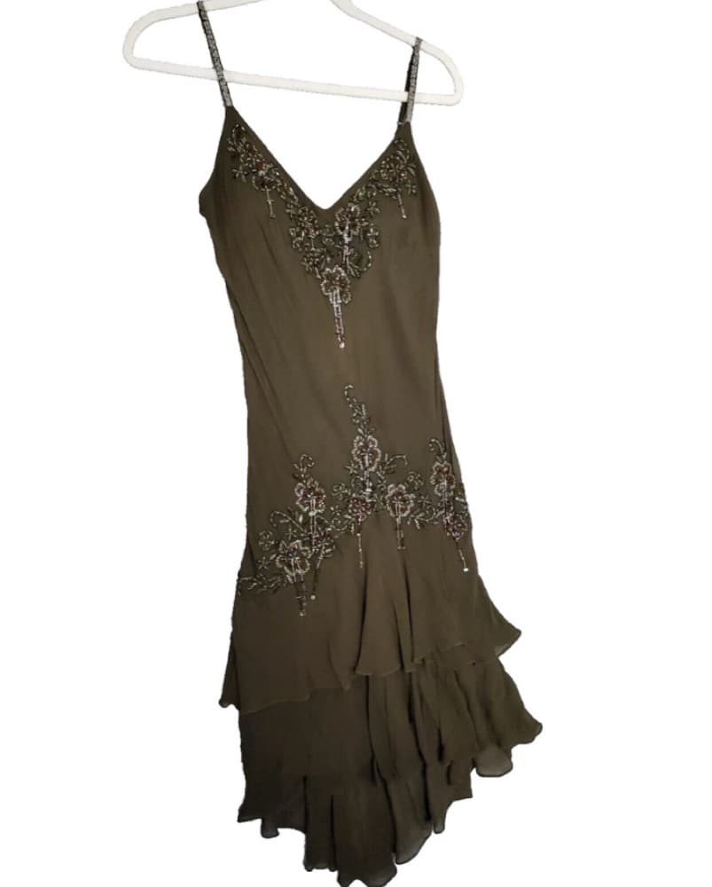 Vintage Sue Wong 100% Silk Beaded Dress - Image 1