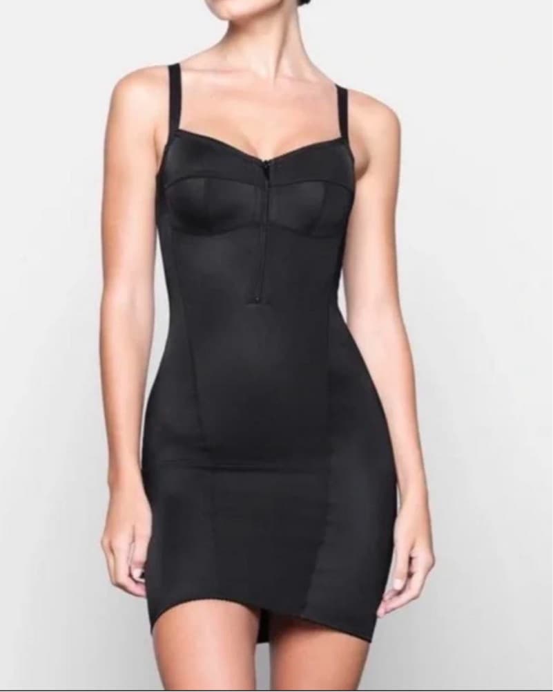 Skims Satin Black Mini Dress - Image 2