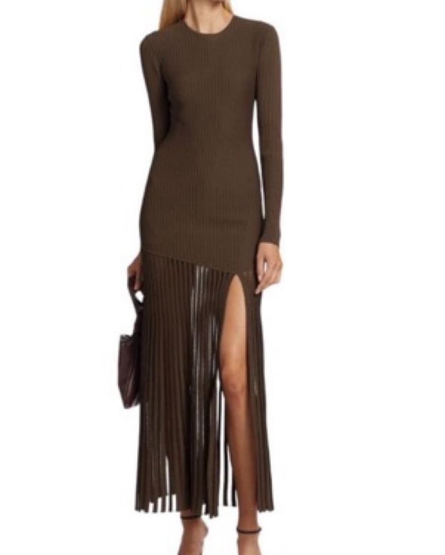 Sir Brown Long Sleeve Slit Dress - Image 1