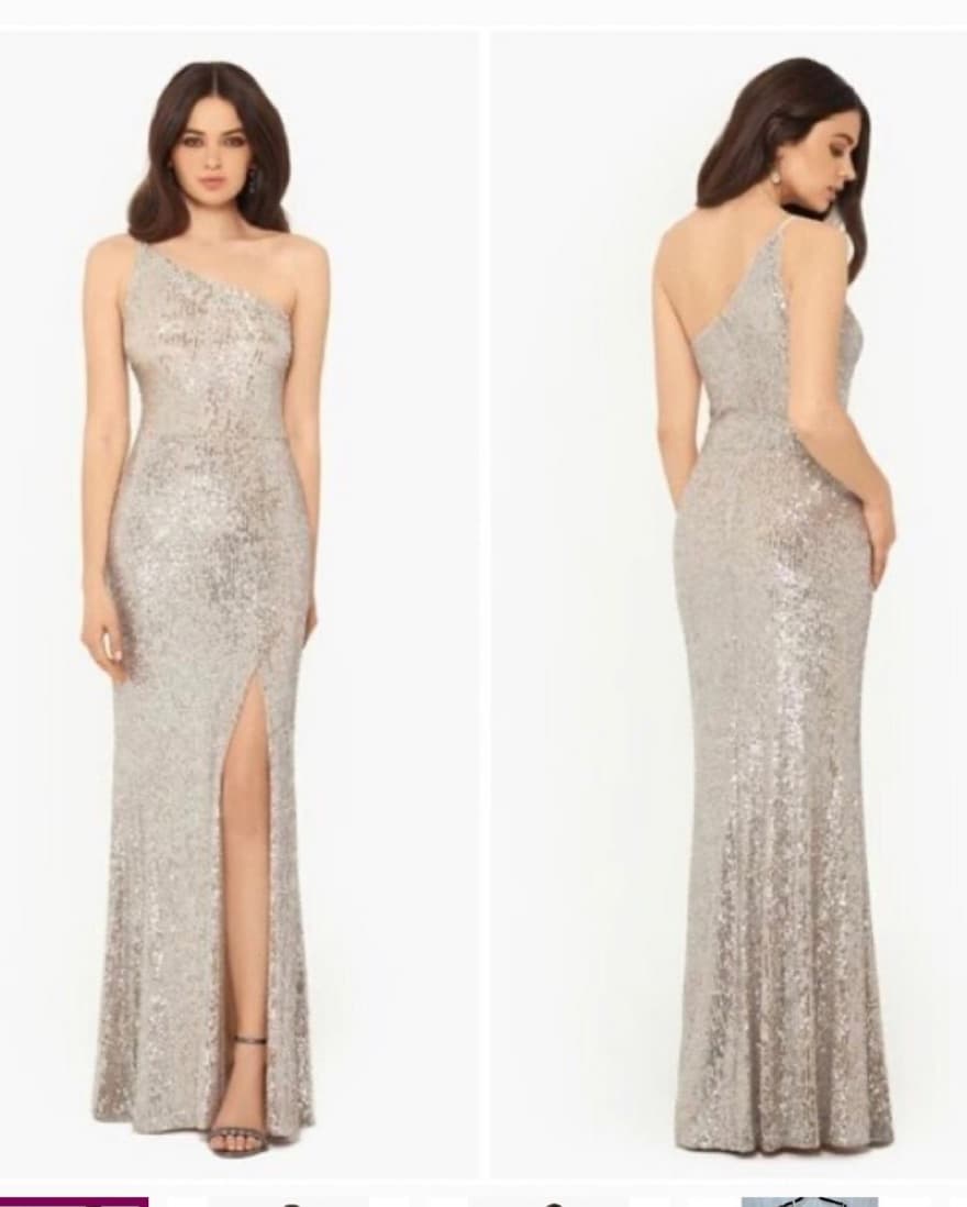 Xscape One Shoulder Stretch Sequin Gold  - Image 1