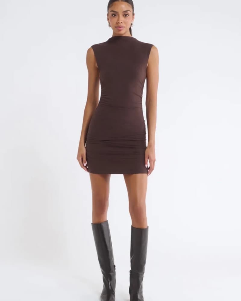 Rumored Brown Mini Dress - Image 1
