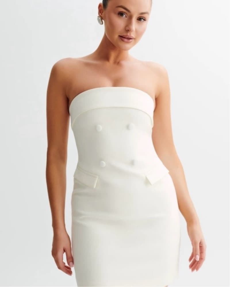 Meshki White Strapless Dress - Image 1