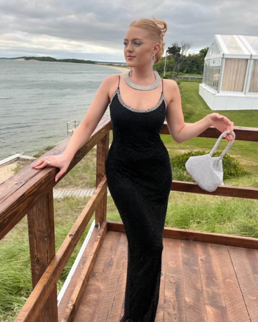 Beaded Spaghetti Strap Gown  - Image 2